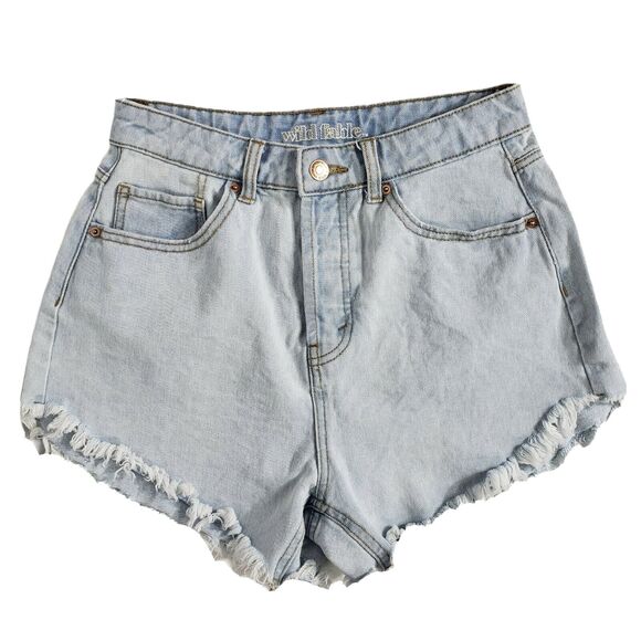 Wild Fable Women's Shorts Size 4 High-Rise Frayed Raw Hem Jean Denim Light Wash - Picture 1 of 7
